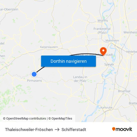 Thaleischweiler-Fröschen to Schifferstadt map