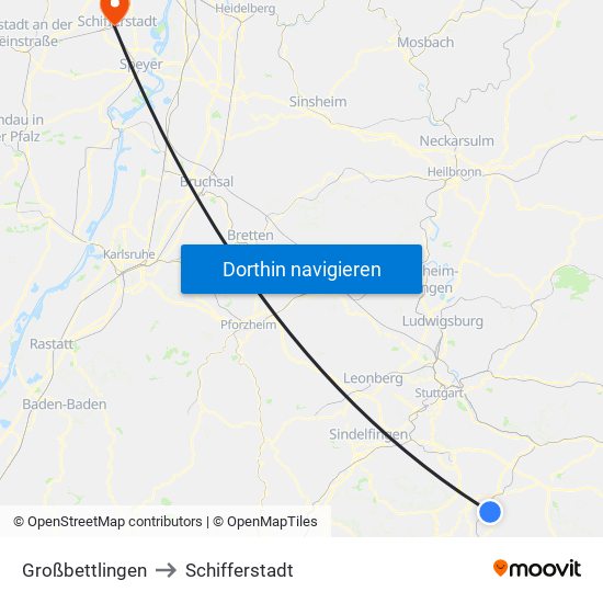 Großbettlingen to Schifferstadt map