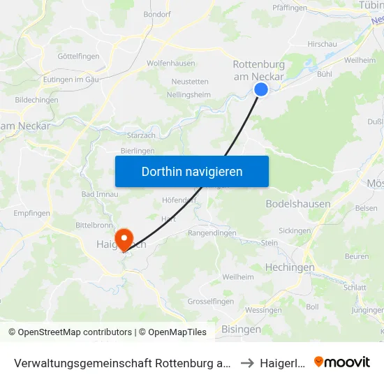 Verwaltungsgemeinschaft Rottenburg am Neckar to Haigerloch map