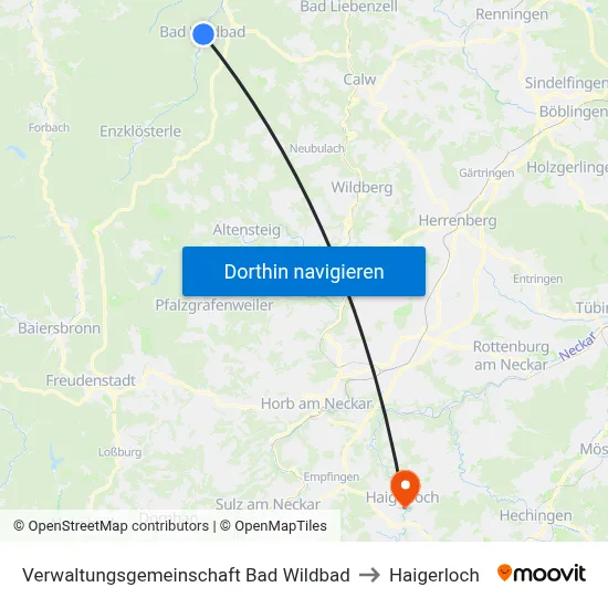 Verwaltungsgemeinschaft Bad Wildbad to Haigerloch map