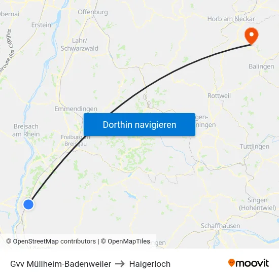 Gvv Müllheim-Badenweiler to Haigerloch map