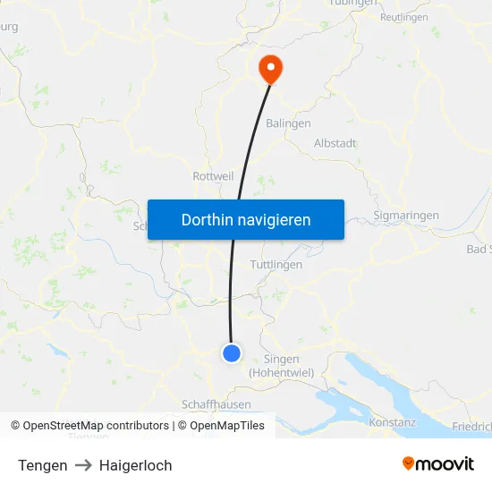 Tengen to Haigerloch map