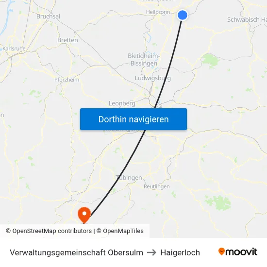 Verwaltungsgemeinschaft Obersulm to Haigerloch map