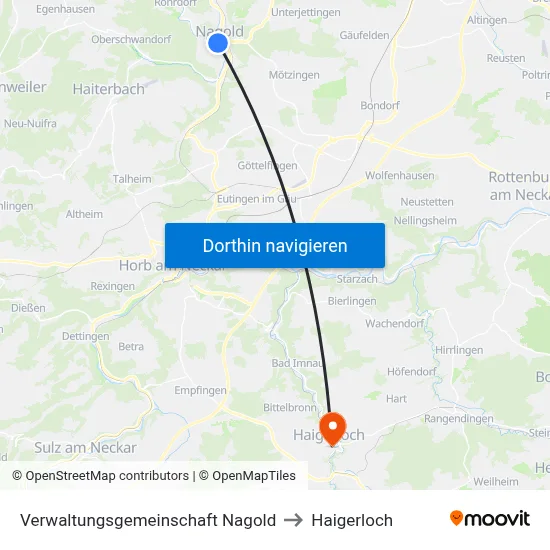 Verwaltungsgemeinschaft Nagold to Haigerloch map