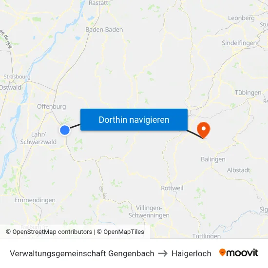 Verwaltungsgemeinschaft Gengenbach to Haigerloch map