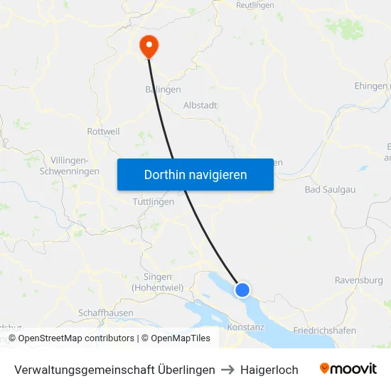 Verwaltungsgemeinschaft Überlingen to Haigerloch map