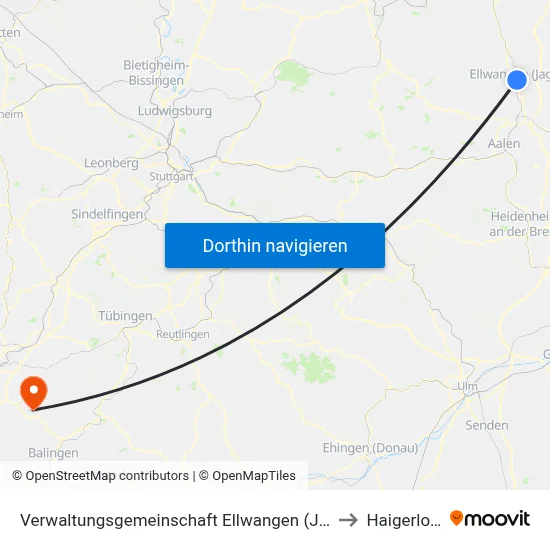 Verwaltungsgemeinschaft Ellwangen (Jagst) to Haigerloch map