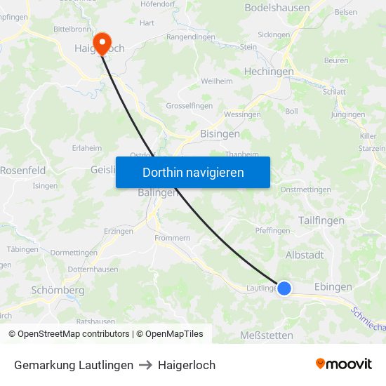 Gemarkung Lautlingen to Haigerloch map