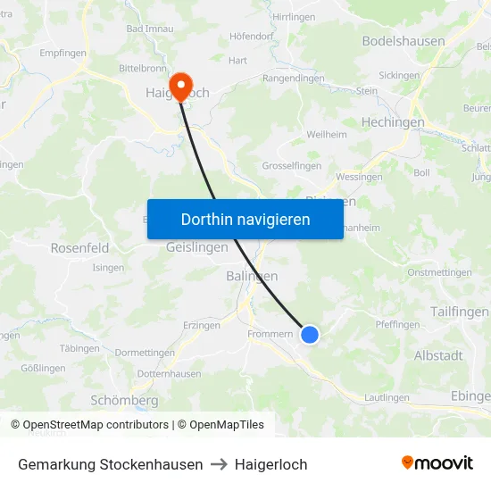 Gemarkung Stockenhausen to Haigerloch map