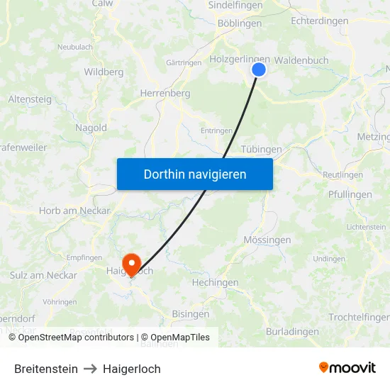Breitenstein to Haigerloch map