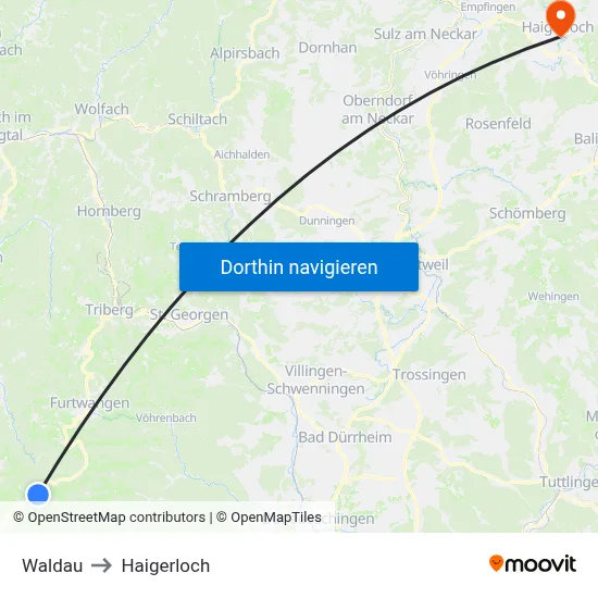 Waldau to Haigerloch map