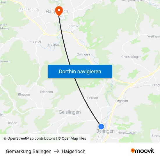 Gemarkung Balingen to Haigerloch map