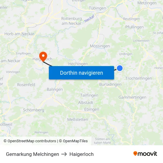 Gemarkung Melchingen to Haigerloch map