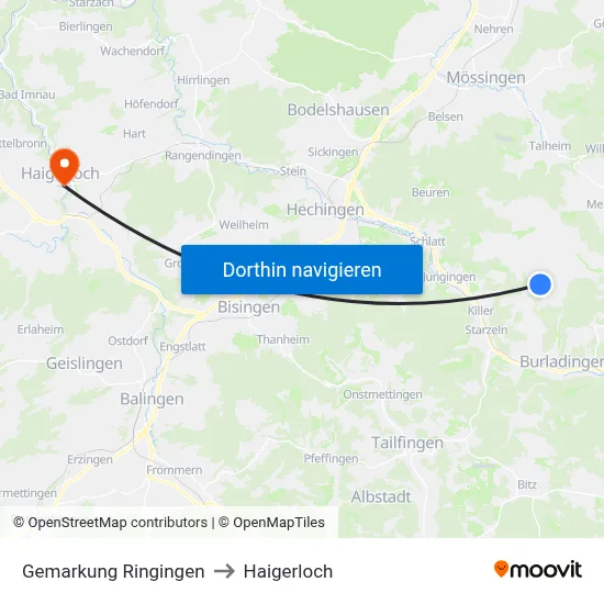 Gemarkung Ringingen to Haigerloch map