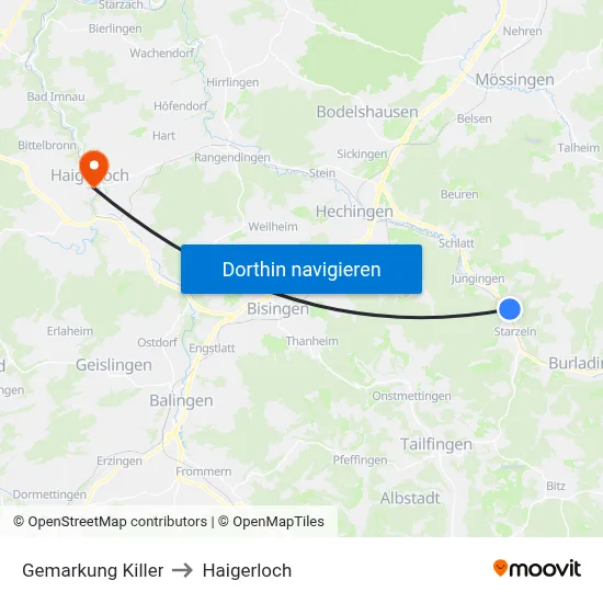 Gemarkung Killer to Haigerloch map