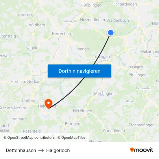 Dettenhausen to Haigerloch map