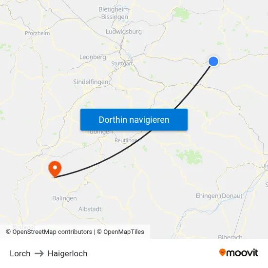 Lorch to Haigerloch map