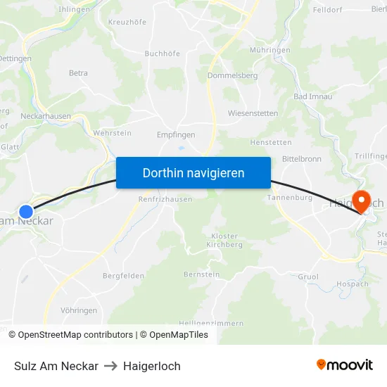 Sulz Am Neckar to Haigerloch map