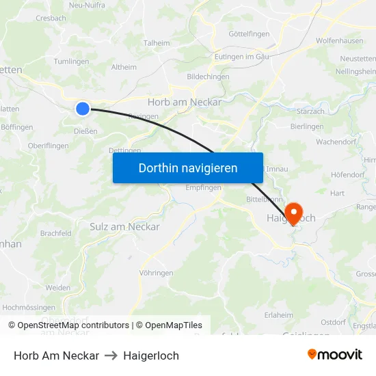 Horb Am Neckar to Haigerloch map