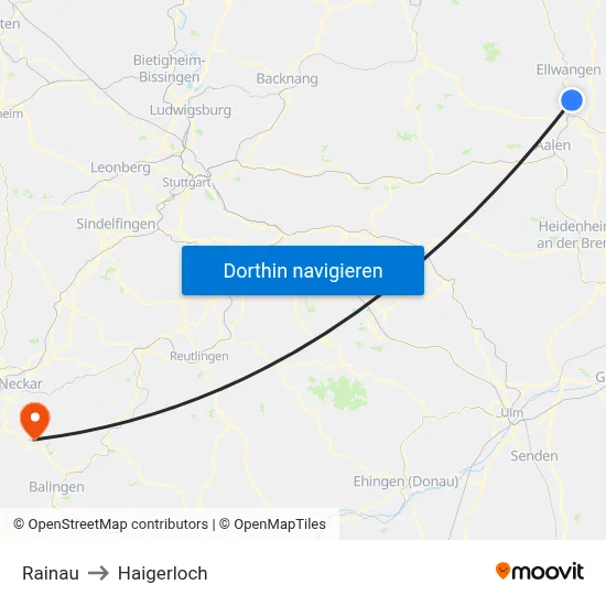 Rainau to Haigerloch map