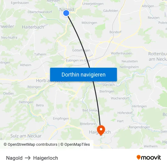 Nagold to Haigerloch map