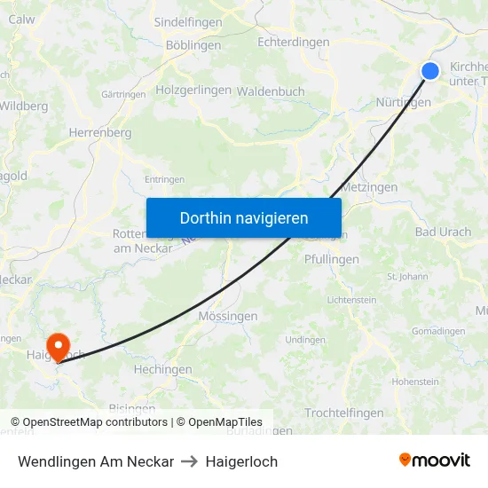 Wendlingen Am Neckar to Haigerloch map