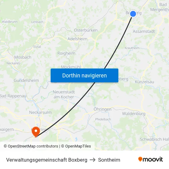 Verwaltungsgemeinschaft Boxberg to Sontheim map