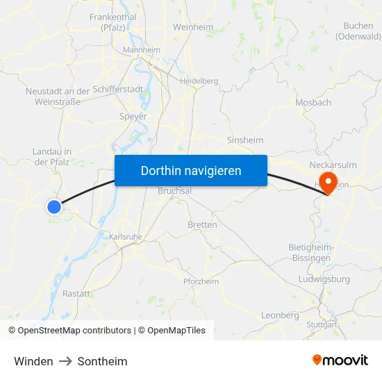 Winden to Sontheim map
