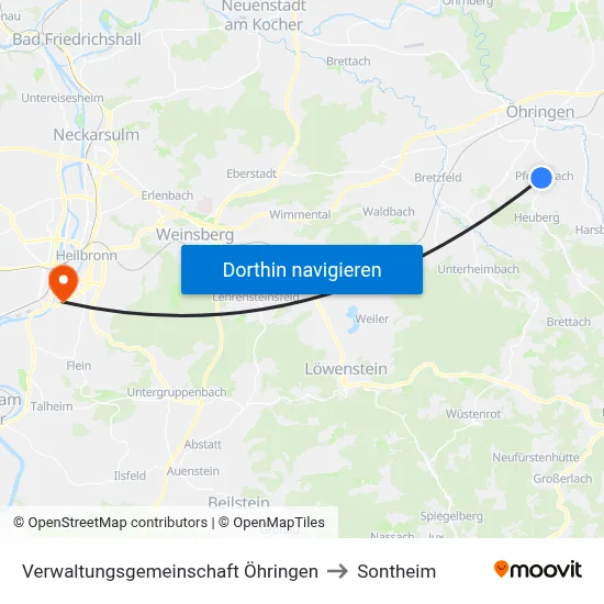 Verwaltungsgemeinschaft Öhringen to Sontheim map