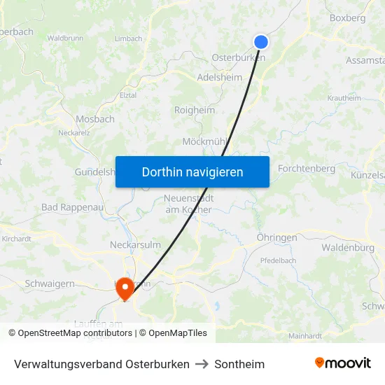 Verwaltungsverband Osterburken to Sontheim map