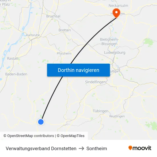 Verwaltungsverband Dornstetten to Sontheim map