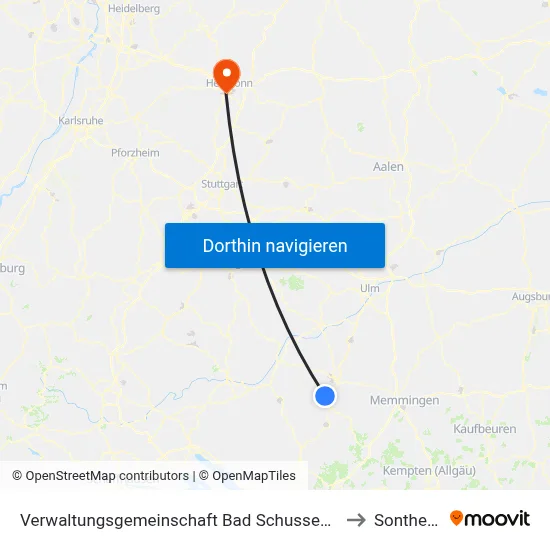 Verwaltungsgemeinschaft Bad Schussenried to Sontheim map