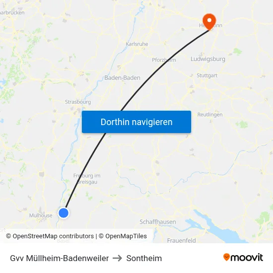 Gvv Müllheim-Badenweiler to Sontheim map
