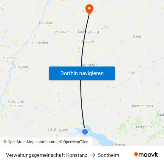 Verwaltungsgemeinschaft Konstanz to Sontheim map