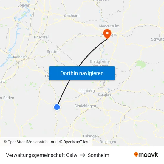 Verwaltungsgemeinschaft Calw to Sontheim map
