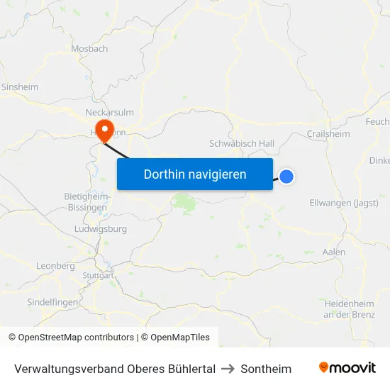 Verwaltungsverband Oberes Bühlertal to Sontheim map