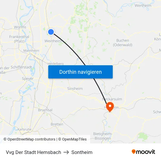 Vvg Der Stadt Hemsbach to Sontheim map
