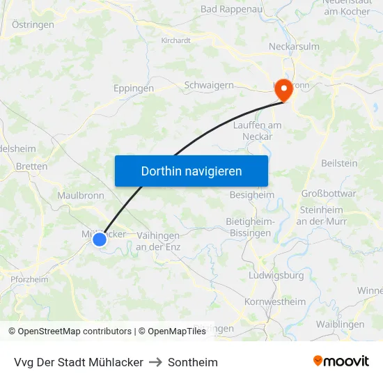 Vvg Der Stadt Mühlacker to Sontheim map