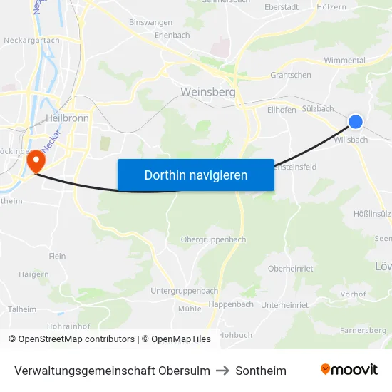 Verwaltungsgemeinschaft Obersulm to Sontheim map
