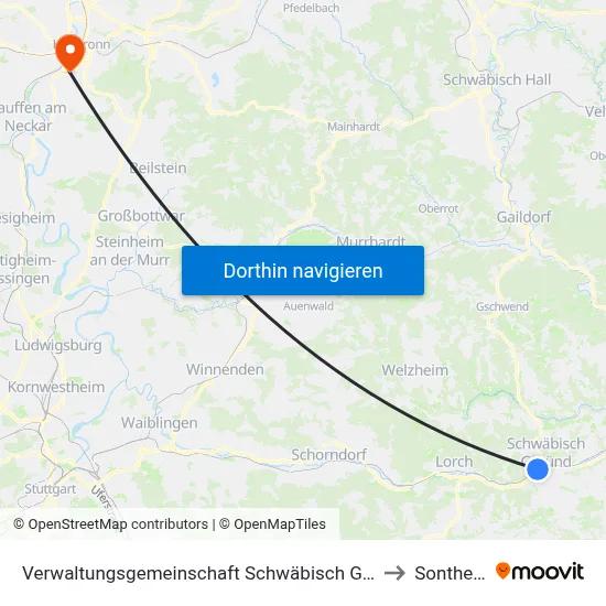 Verwaltungsgemeinschaft Schwäbisch Gmünd to Sontheim map
