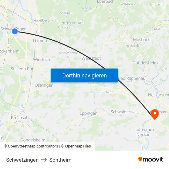 Schwetzingen to Sontheim map