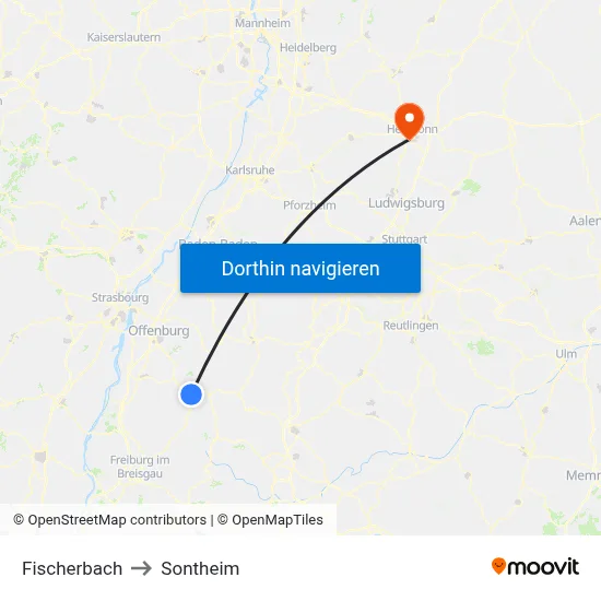 Fischerbach to Sontheim map
