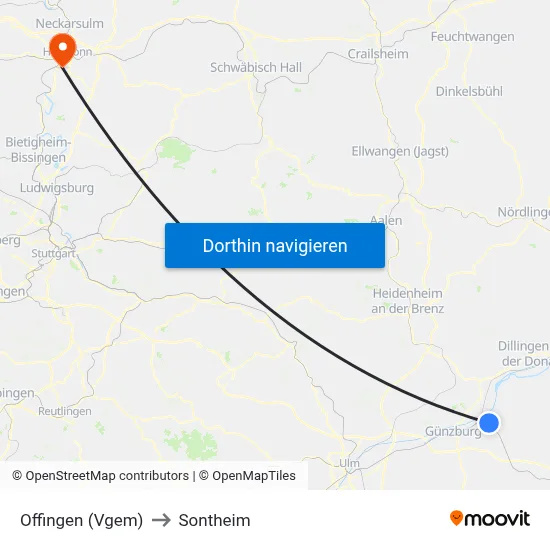 Offingen (Vgem) to Sontheim map