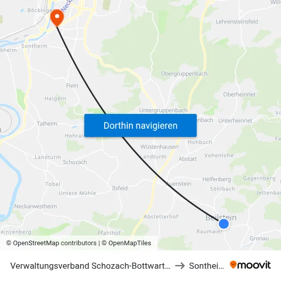 Verwaltungsverband Schozach-Bottwartal to Sontheim map