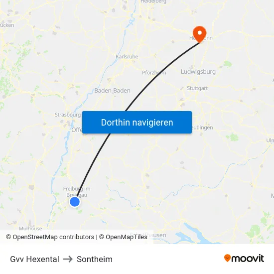 Gvv Hexental to Sontheim map
