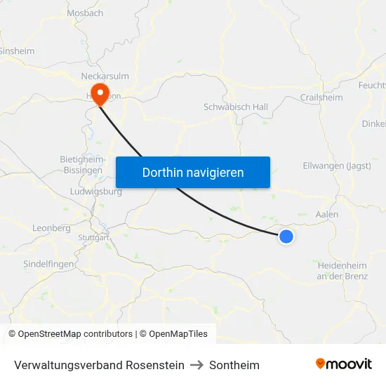 Verwaltungsverband Rosenstein to Sontheim map