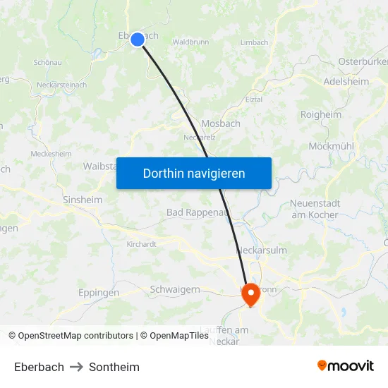 Eberbach to Sontheim map
