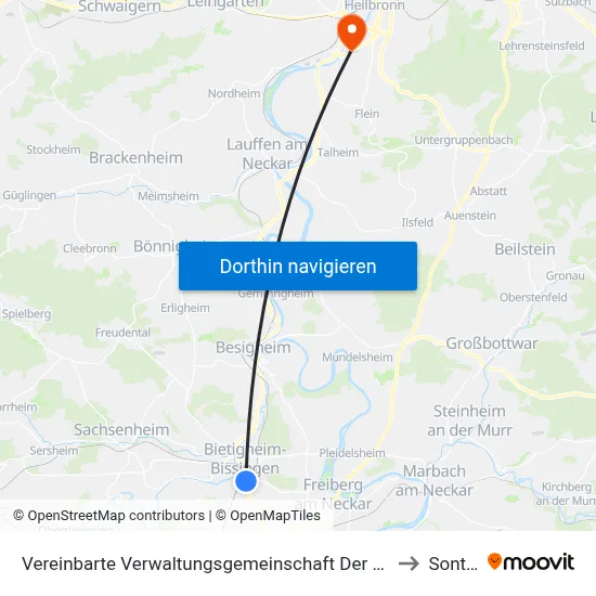 Vereinbarte Verwaltungsgemeinschaft Der Stadt Bietigheim-Bissingen to Sontheim map