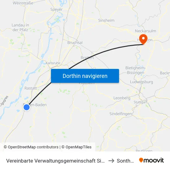 Vereinbarte Verwaltungsgemeinschaft Sinzheim to Sontheim map