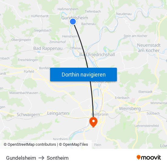 Gundelsheim to Sontheim map